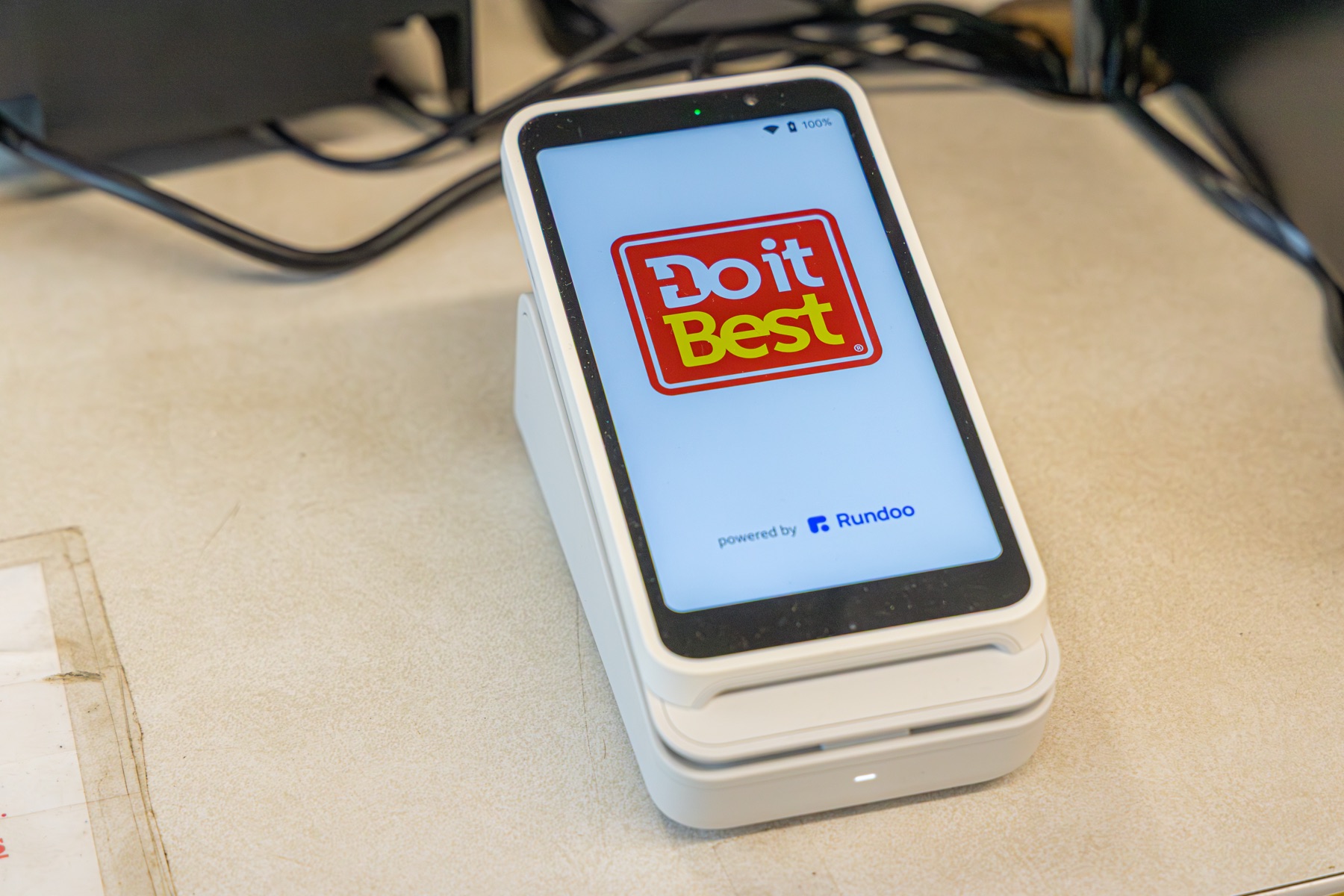 Do It Best point-of-sale terminal on the counter